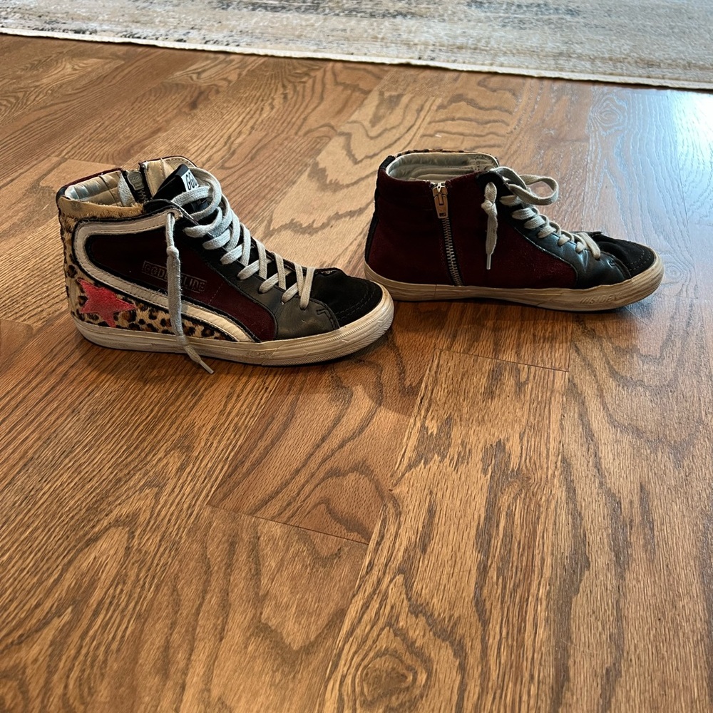 Golden goose high top sneakers with a side zipper size 36.  perfect condition